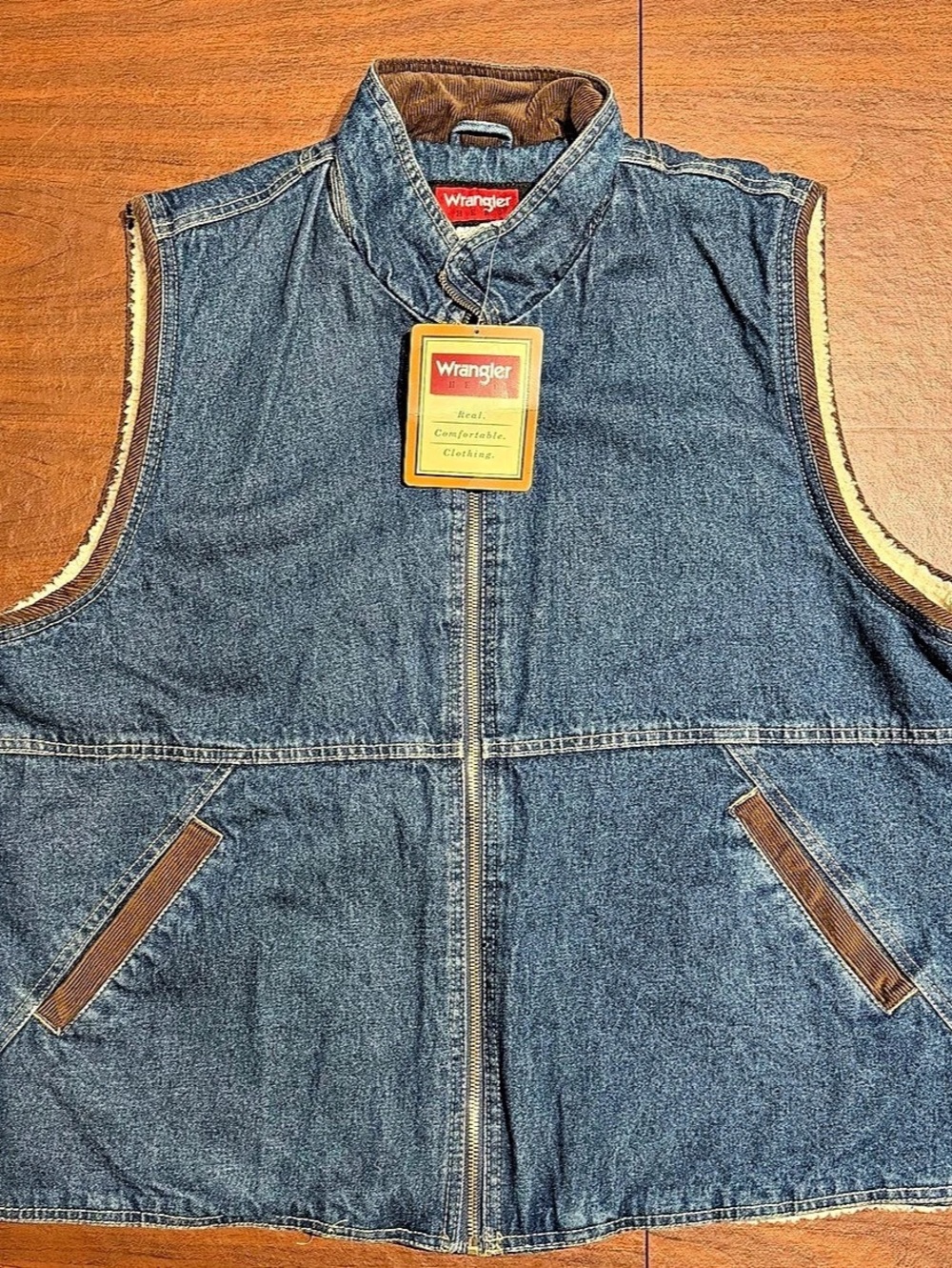 Wrangler Hero Sherpa Lined Denim Vest with Corduroy Collar XL - Picture 1 of 6